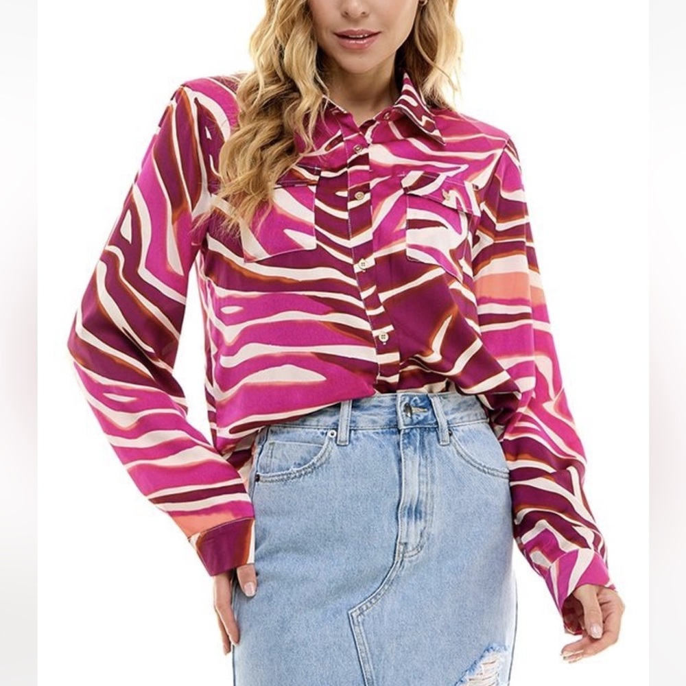 Stylish Pink Patterned Women's Top